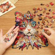 Puzzle en Bois 200 pièces Chat Cat King 26x32cm TA002 Puzzle Paradise Rowood
