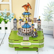 Kit Boîte à musique Chateau Dragon Princesse H18 cm Puzzle 3D Bois mécanisme à manivelle 115 pièces Tonecheer