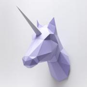 Kit de pliage Trophée Origami Licorne ou Cheval Papier Purple à fabriquer 55x23cm