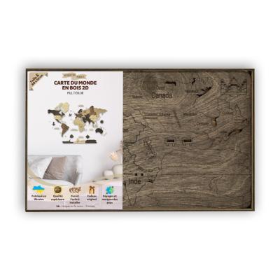 Carte du monde 2D en Bois Multicolore Taille S 55x80 cm Creatif Wood