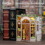 Kit Maquette Green Life Bookshop 18x16x16 cm CWGC203 Librairie Verte 3D avec Vitre anti-poussière Cutebee