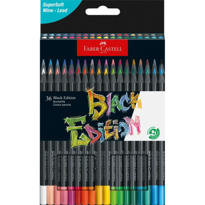 Crayons de couleur Black Edition 36 couleurs Mine tendre Faber Castell