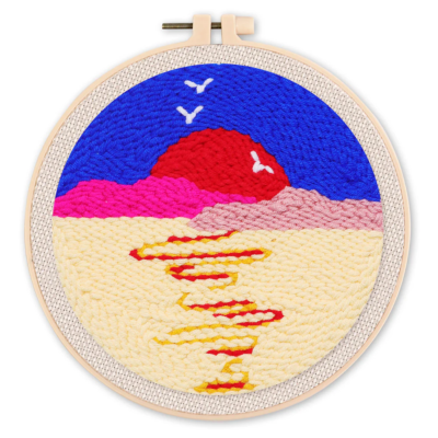 Kit Punch Needle Dans le Désert Ø20cm Figure d'Art