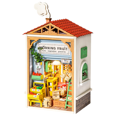 Kit Maquette Bois Ville miniature Boutique Primeur Morning Fruit Store 8.5x6.2x15.3 cm