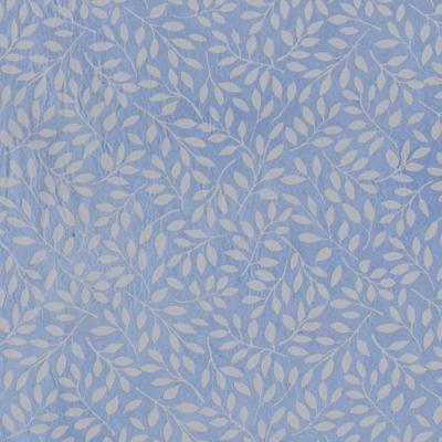 Papier népalais motifs Petites Feuilles de Saule Gris sur Bleu clair 50x75 cm