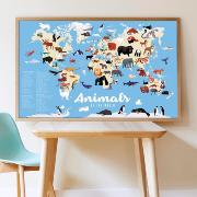 Poster Géant Découverte Animaux du Monde 76 Stickers 5à10 ans Poppik