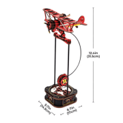 Maquette Bois Pendule Avion Rouge Puzzle 3D à Balancier Capitaine Sky Rokr