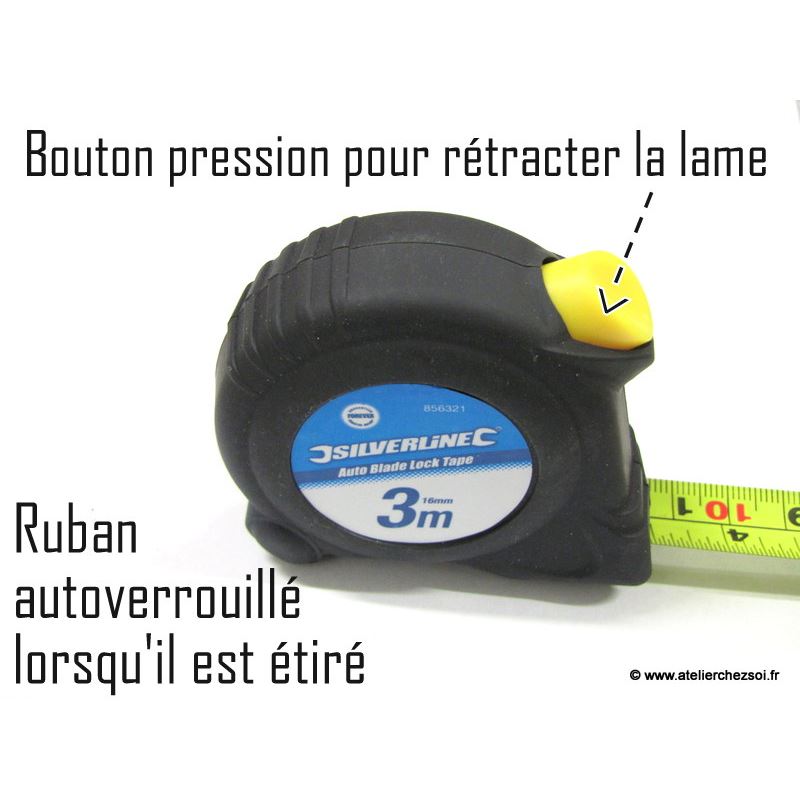 Vhbw Ruban de mesure avec bouton pression - Mètre ruban de