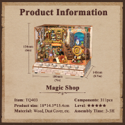 Kit Maquette Sonore La Boutique de Magie 18x14.5x15.4 cm TQ403 6 Effets sonores House Magic Shop Miniature 3D