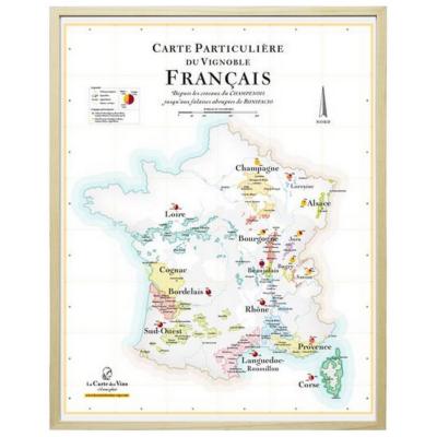 Carte des Vignobles de France 42x52cm Affiche encadrée La Carte des Vins