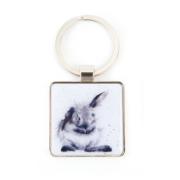 Porte-clés métal Lapin 4x4 cm Wrendale