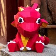 Kit de pliage Prédécoupé Petit Dragon Rouge et Jaune 37x30x26 Agent Paper