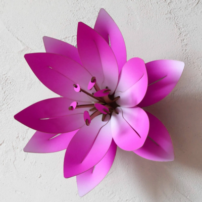 Kit de fabrication 1 Fleur murale en Papier Rose fuchsia H 9 cm x 19 cm Assembli