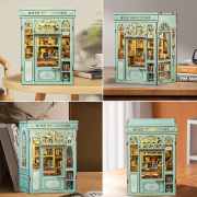 Kit Maquette Book Nook Muse Bookstore 17x12x10 cm Librairie vert clair 3D avec Porte Cuteebee