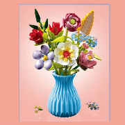 Kit briques Bouquet N7 dans Vase 8 Fleurs H 29 à 40 cm Flowers Zuanma
