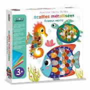 Coffret Ecailles Métallisées à coller 3 Animaux marins 3 ans Crealign