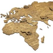 Carte du monde 2D en Bois Foncé Taille M 70x100 cm Creatif Wood
