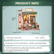 Kit Maquette Sunny Café 20x15x16 cm CWGC208 Boutique Café 3D avec Terrasse Cutebee