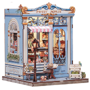 Kit Maquette Sweet Marie 20x15x16 cm CWGC207 Boutique Confiserie 3D avec Terrasse Cutebee