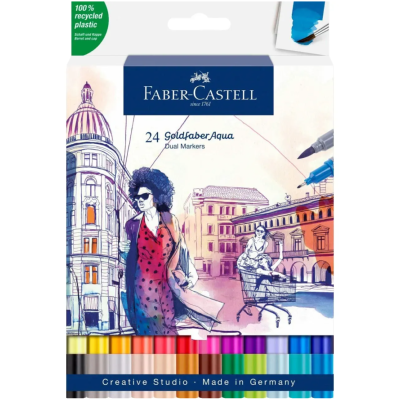 Feutres Aquarellables Double-pointe 24 Couleurs Goldfaber Aqua Dual Marker Faber Castell