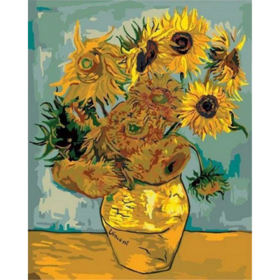 Broderie Point de Croix Estampée Les Tournesols Van Gogh Toile 32x40 cm Figure d'Art