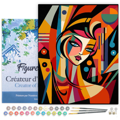 Peinture par numéros Femme abstraite style Picasso Toile tendue sur chassis 40x50 cm Figure d'Art