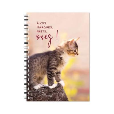 Carnet spirale A6 Chat A vos marques Prêts Osez 11x15cm Ligné Notebook