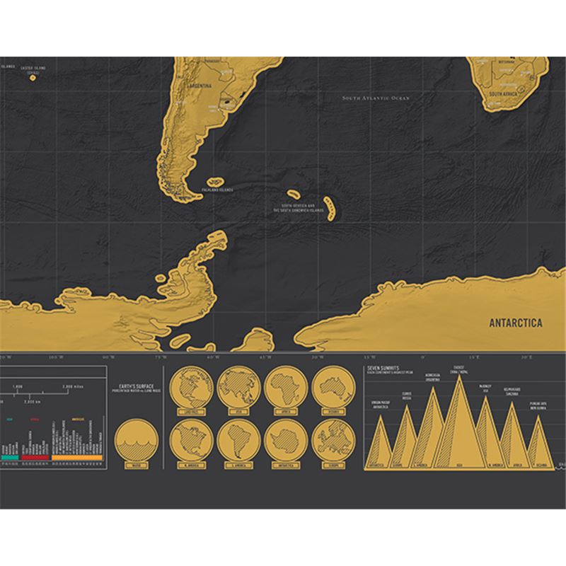 Carte Du Monde à Gratter Planisphère Scratch Map Luxe Noire Luckies