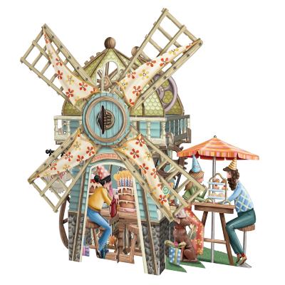 Carte 3D Moulin Boutique de Thés 16x16 Décor en relief avec enveloppe