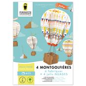 Kit créatif 4 montgolfières à fabriquer et 4 nuages