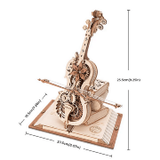 Kit Boîte à musique Violoncelle à fabriquer 23 cm Puzzle 3D Bois mécanique Magic Cello AMK63 199 pièces Rokr