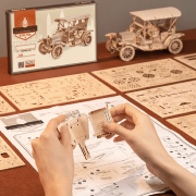 Maquette Bois Voiture Ancienne 19cm Puzzle 3D de 298 pièces MC801 Rokr