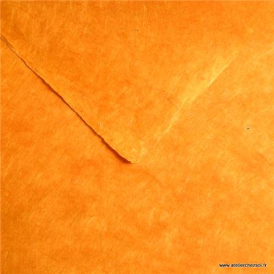 Papier népalais uni couleur Orange Maïs Feuille 50x75 cm Lokta Fait-main