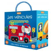Livre et Puzzle Les Véhicules 1 Livre et 1 Puzzle 40 pièces + 10 Véhicules Dès 4 ans Sassi Junior