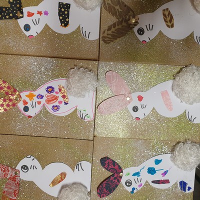 [Photo] Atelier Cratif Enfant Carte Lapin fond Paillet Spcial Anniversaire  L'Atelier Chez Soi Montauban 