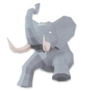 Kit de pliage Prédécoupé Trophée Eléphant Gris 50x45x43 Agent Paper