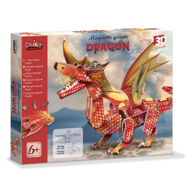 Maquette Géante Dragon rouge 3D articulé à construire 50 cm Crealign