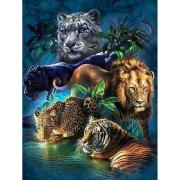 Broderie Diamant Animaux de la Jungle Toile complète roulée 40x50 Diamants carrés Figure d'Art