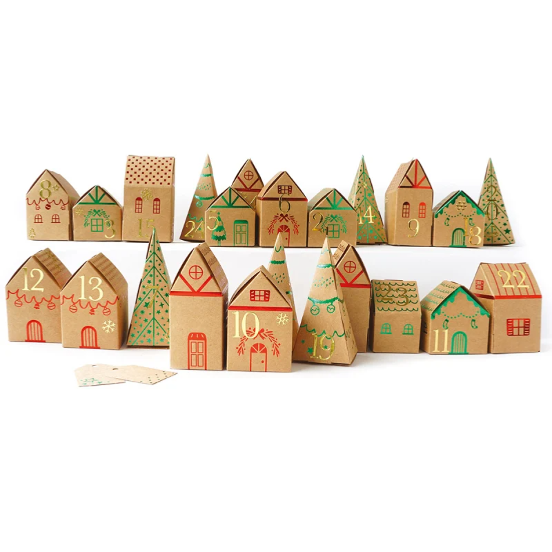 Kit 24 Boîtes pour Calendrier de l'Avent Village de Noël Graine créative