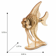 Maquette Bois 3 Animaux Mer Poisson Hippocampe Requin 16cm 3 Puzzles 3D 118 pièces