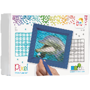 Kit Tableau en Pixels Dauphin à créer 10 x 12 cm avec Cadre 2000 pixels Pixel Hobby