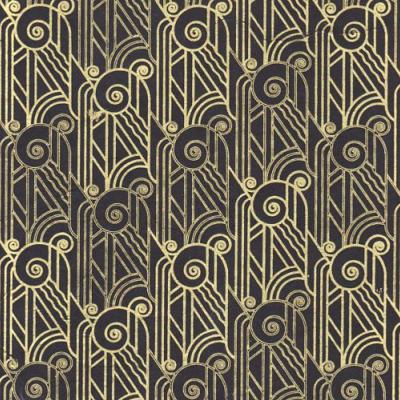 Papier népalais Lokta Fougères Noir motif Or Feuille 50x75 cm