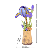 Maquette Bois Pot de Fleurs Iris violet Puzzle 3D de 73 pièces TW121 Rolife