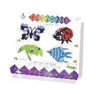 Kit pliage 4 Modèles Origami 3D Créagami Coccinelle Grenouille Papillon Poisson