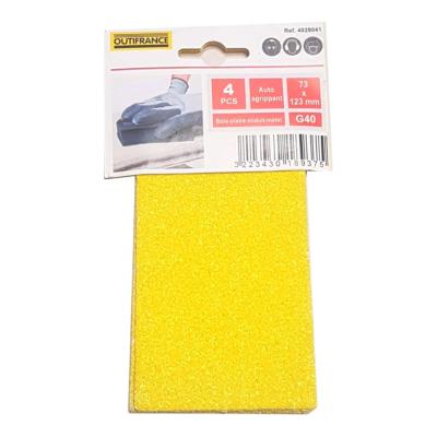 Recharge 4 feuilles abrasives grain gros 40 autoagrippantes 73x123 mm Outifrance