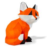 Kit de pliage Prédécoupé Petit Renard Assis Orange et Blanc 29x26x21 Agent Paper