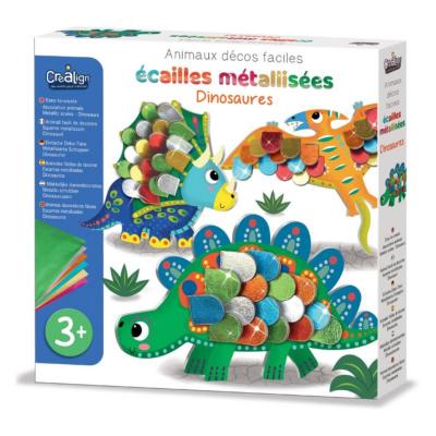 Coffret Ecailles Métallisées à coller 3 Dinosaures 3 ans Crealign