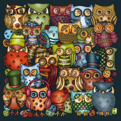 Puzzle Casse-tête Palapeli Chouettes 211 pièces uniques et Cadre 28x28 cm Curiosi