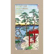 Calendrier mural Luxe 2027 Estampes Japonaises 12 illustrations 12 mois Doré Or chaud 29X49 cm