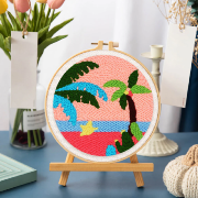 Kit Punch Needle A la plage Ø20cm Figure d'Art